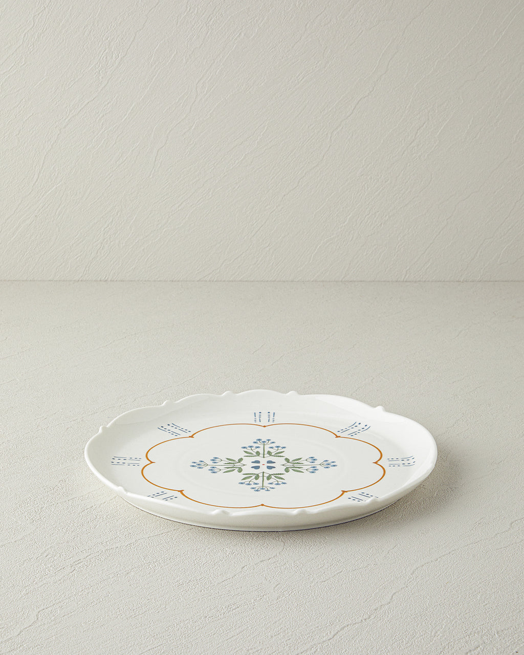Retro Paisley New Bone China Serving Plate 27 cm White - Blue