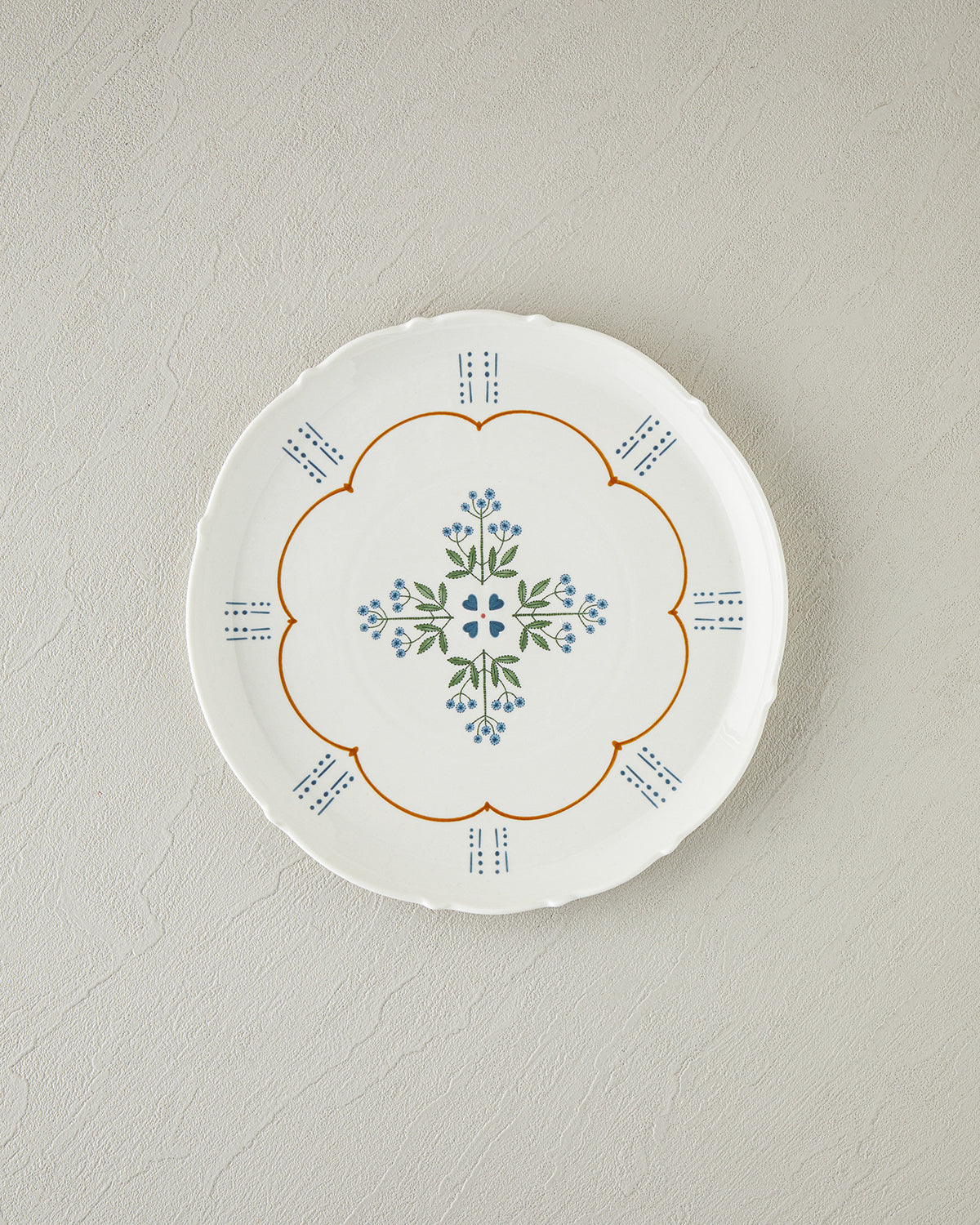 Retro Paisley New Bone China Serving Plate 27 cm White - Blue (view 2)
