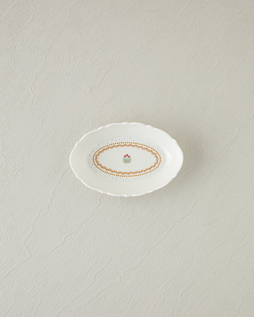 Retro Rosy New Bone China Rectangular Plate 17 cm White - Orange (view 2)