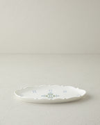 Retro Paisley New Bone China Rectangular Plate 26 cm White - Blue