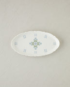 Retro Paisley New Bone China Rectangular Plate 26 cm White - Blue (view 2)