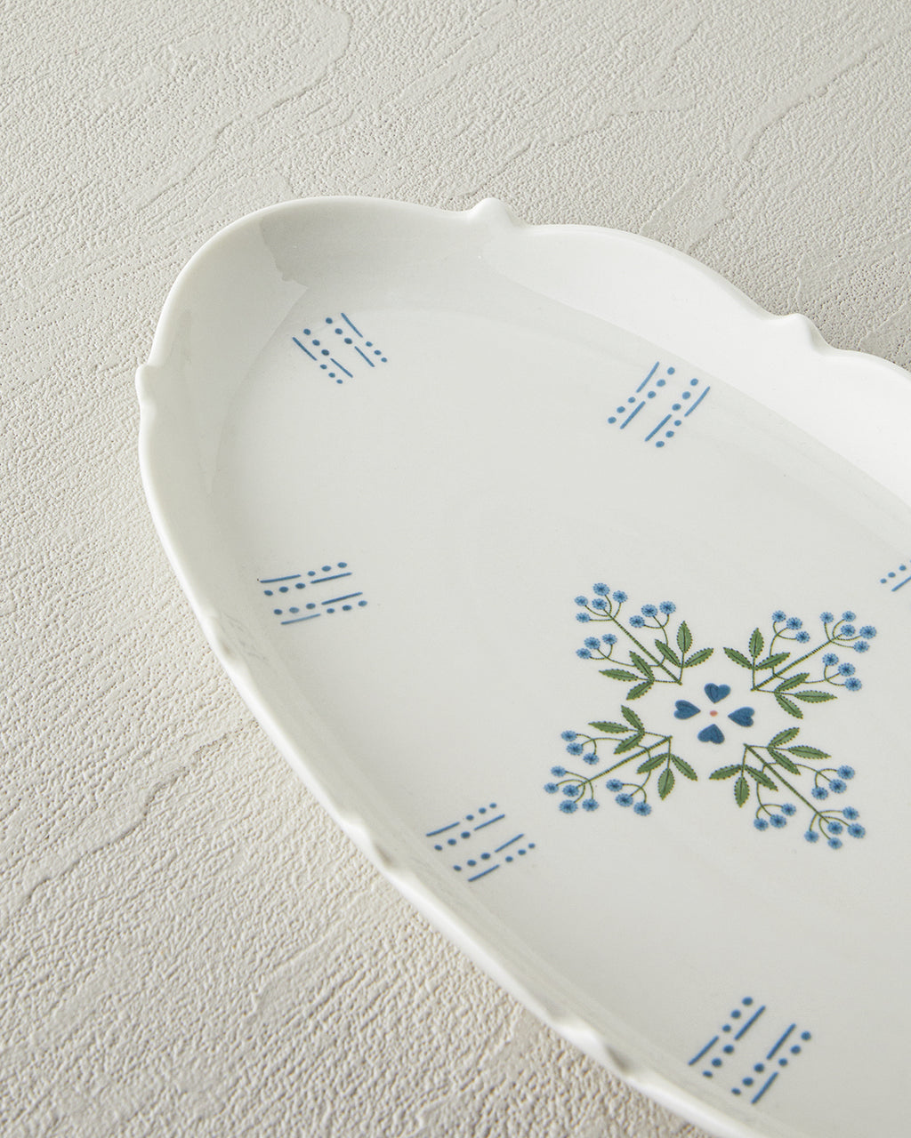 Retro Paisley New Bone China Rectangular Plate 26 cm White - Blue (view 3)