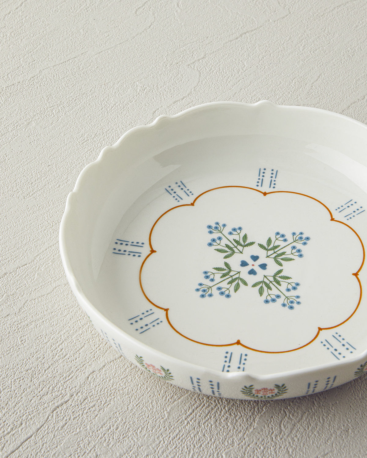 Retro Paisley New Bone China Deep Plate 19 cm White - Blue (view 3)