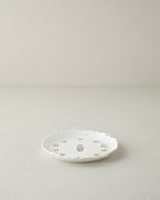 Retro Realm New Bone China Cake Plate 18 cm White - Orange