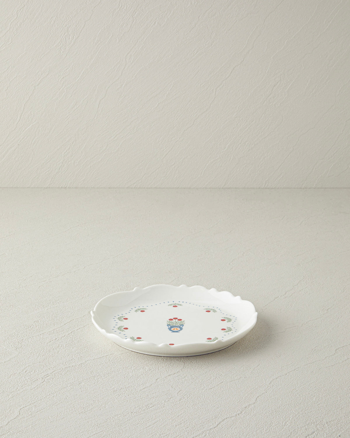 Retro Realm New Bone China Cake Plate 18 cm White - Orange