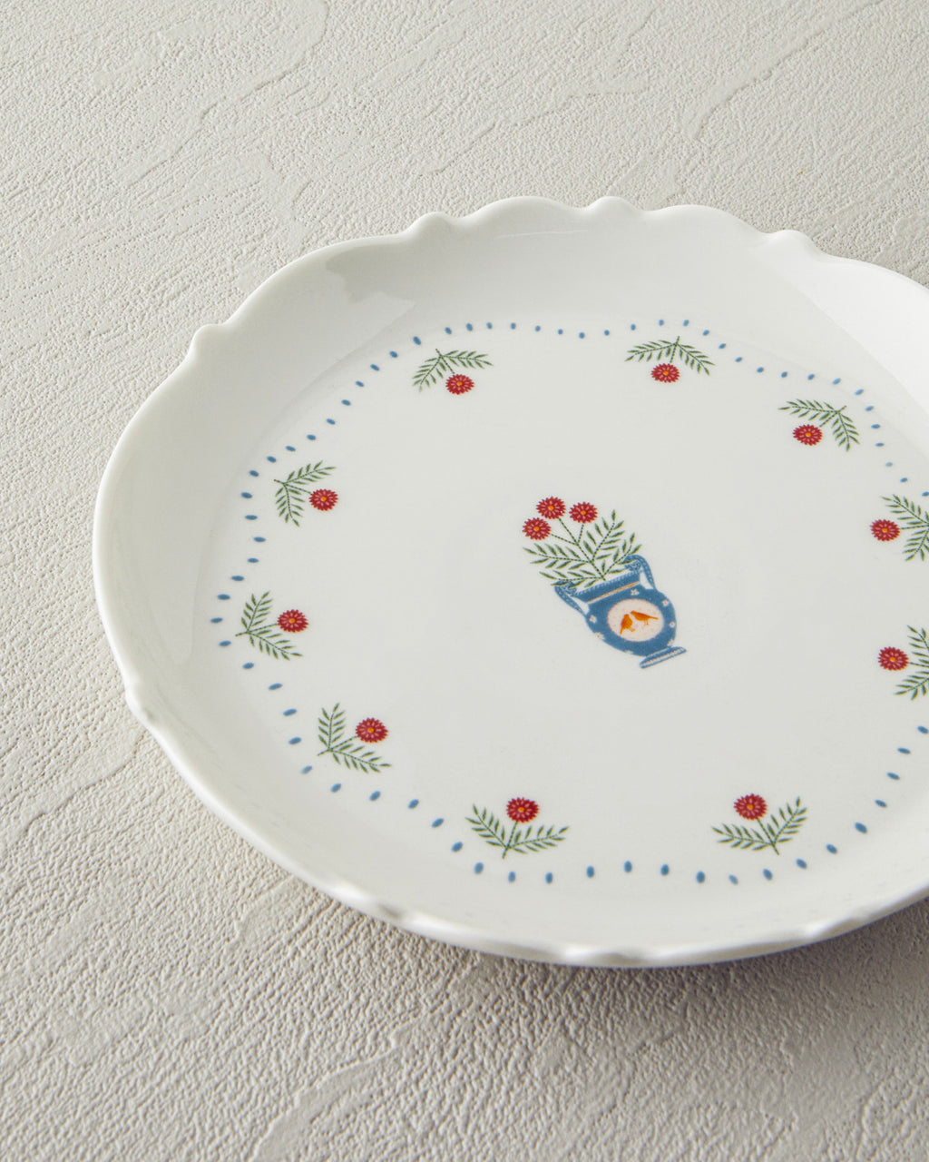 Retro Realm New Bone China Cake Plate 18 cm White - Orange (view 3)