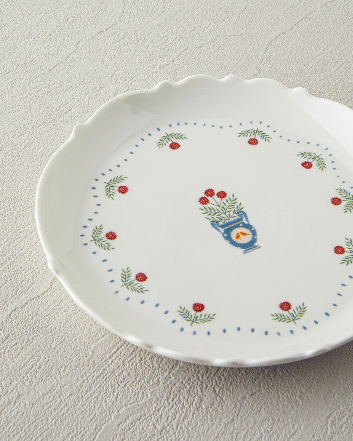 Retro Realm New Bone China Cake Plate 18 cm White - Orange (view 3)