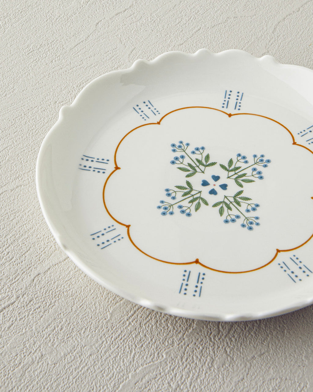 Retro Paisley New Bone China Cake Plate 18 cm White - Blue (view 3)