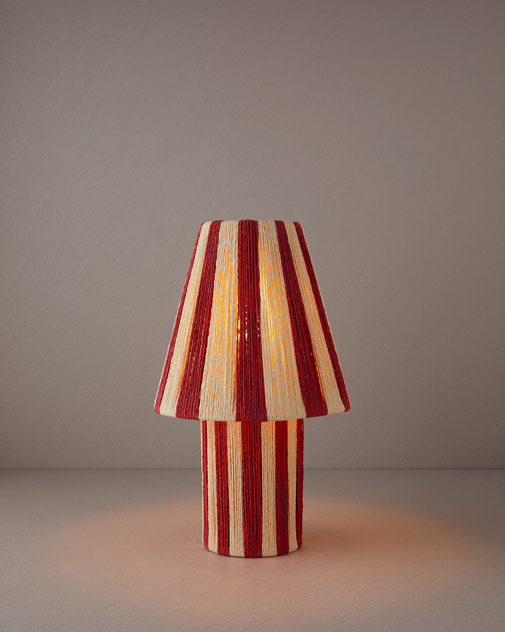 Colorful Striped Paper Thread Table Lamp 12x25x43 cm Red - Cream (view 2)