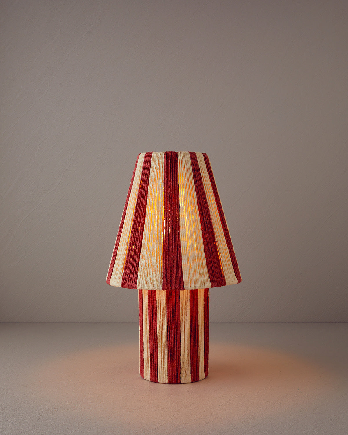 Colorful Striped Paper Thread Table Lamp 12x25x43 cm Red - Cream (view 2)