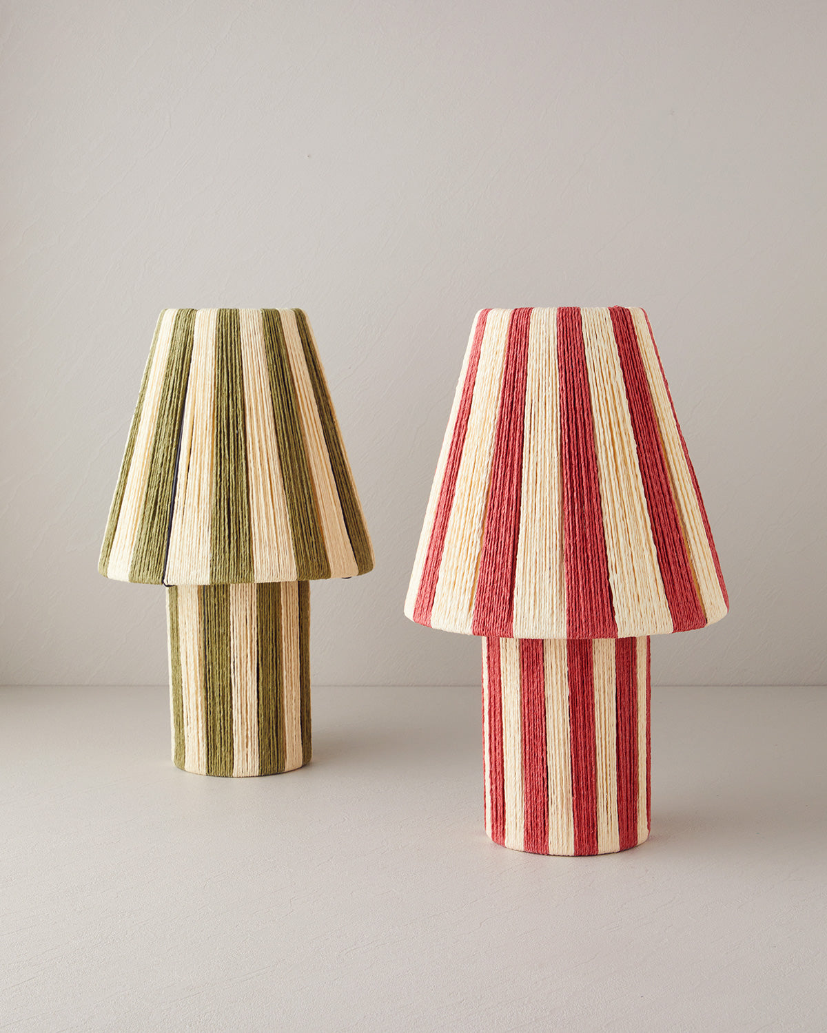 Colorful Striped Paper Thread Table Lamp 12x25x43 cm Red - Cream (view 4)