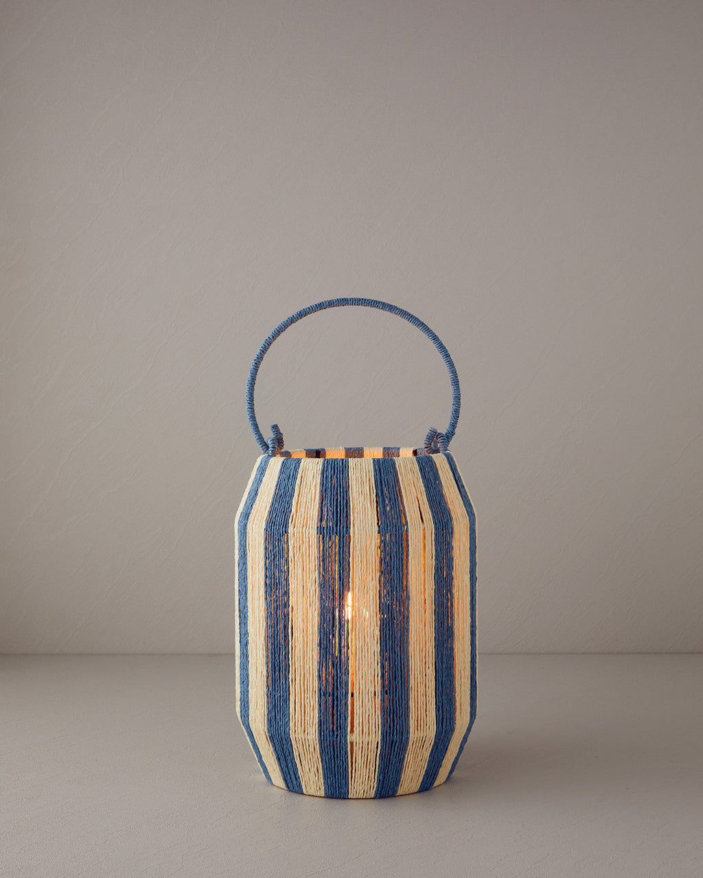Colorful Striped Paper Thread Lantern 16x20x28 cm Blue (view 2)