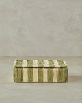 Colorful Striped Paper Thread Decorative Box - Natural Green - 15x20x5 cm
