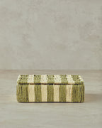 Colorful Striped Paper Thread Decorative Box - Natural Green - 15x20x5 cm