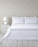 Modern Frame Embroidery Percale Super King Duvet Cover Set - Silver - King 240x220 cm