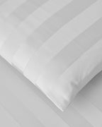 Deluxe Striped Cotton Satin Super King Plus Duvet Cover Set Off White (view 11)