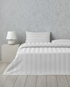 Deluxe Striped Cotton Satin Super King Plus Duvet Cover Set Off White (view 15)