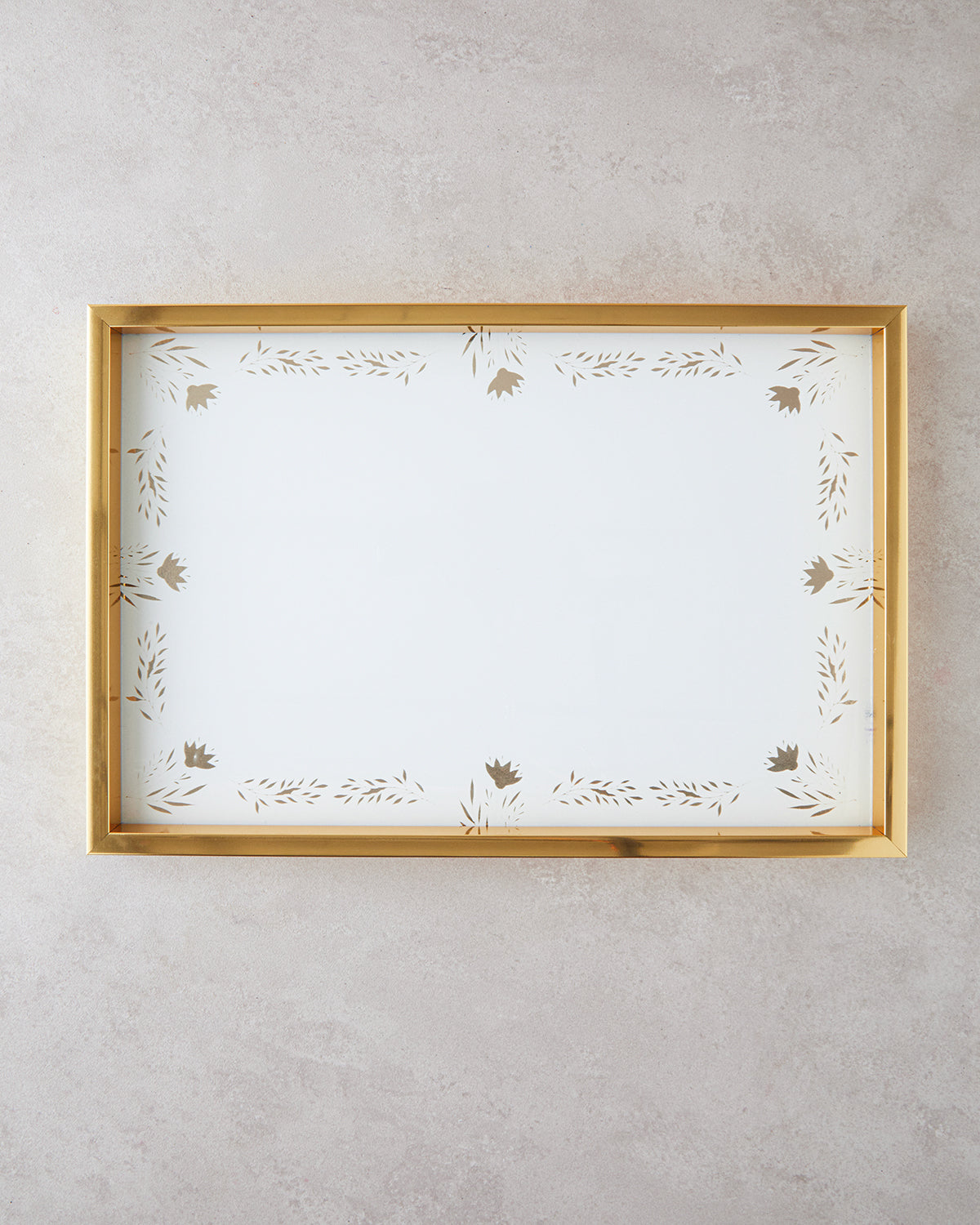Wooden-Glass Tray 46x31 cm White (view 2)