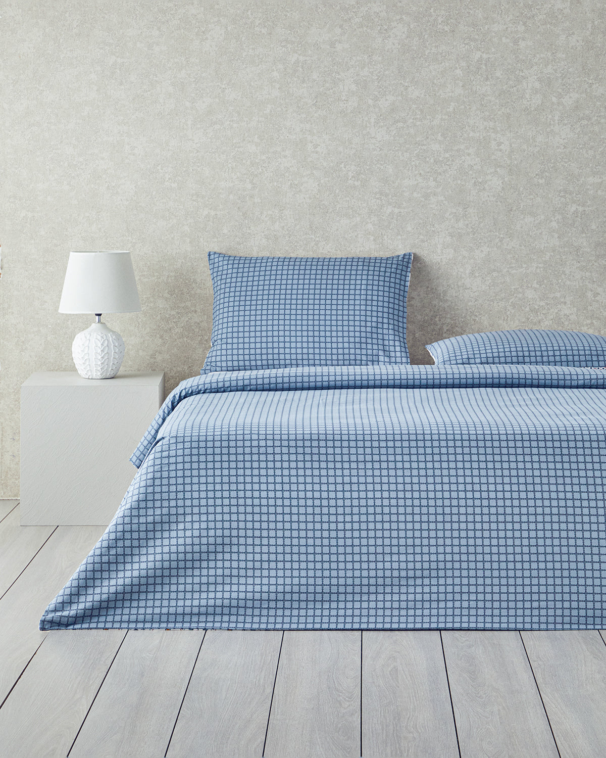 Cotton Duvet Cover Set Blue - Double 200x220 cm (view 2)