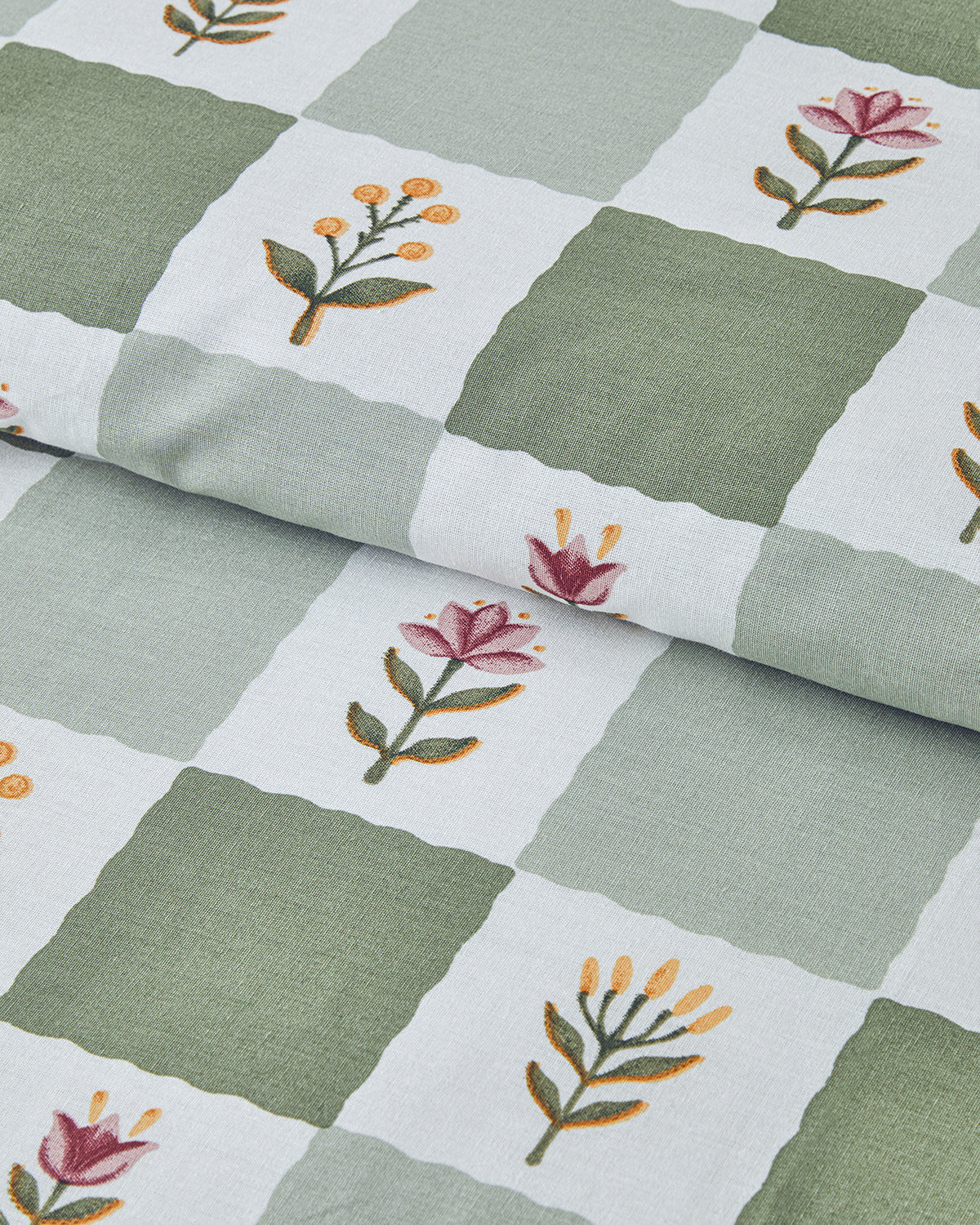 Cotton King Size Duvet Cover Set 240x220 cm Green (view 3)
