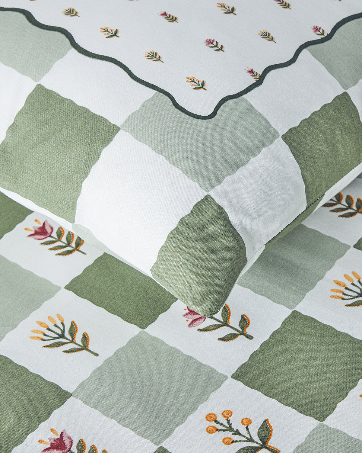 Cotton King Size Duvet Cover Set 240x220 cm Green (view 4)