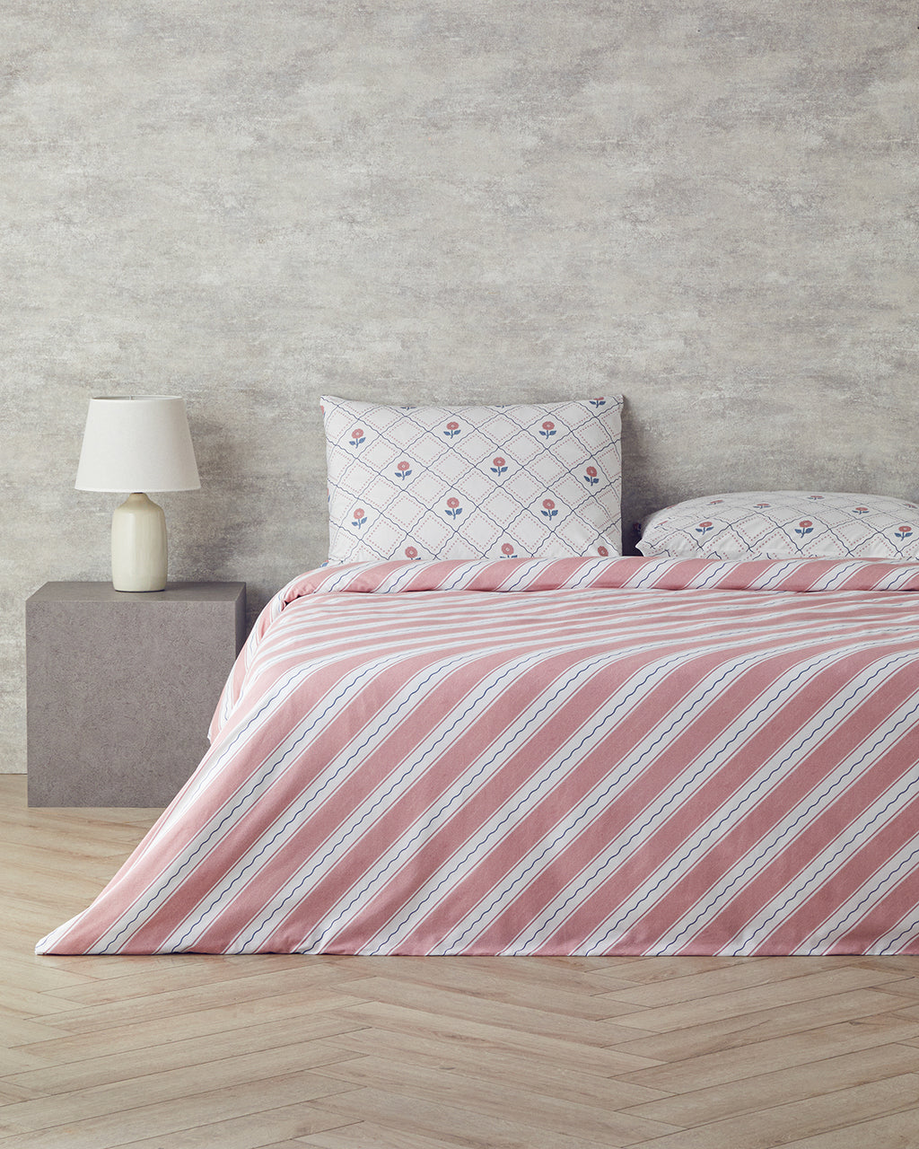 Cotton Duvet Cover Set Blue - Pink (view 7)