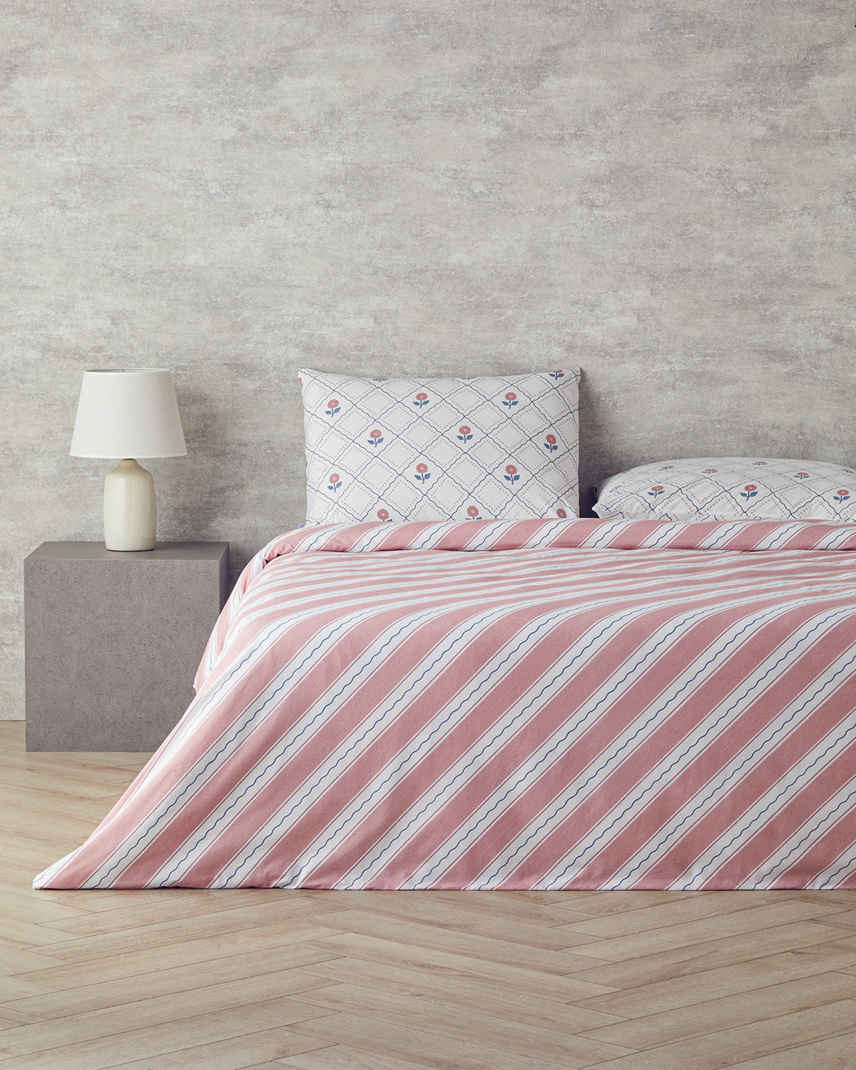 Cotton Duvet Cover Set Blue - Pink (view 7)