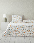 Cotton Duvet Cover Set Green - Yellow - Single 160x220 cm