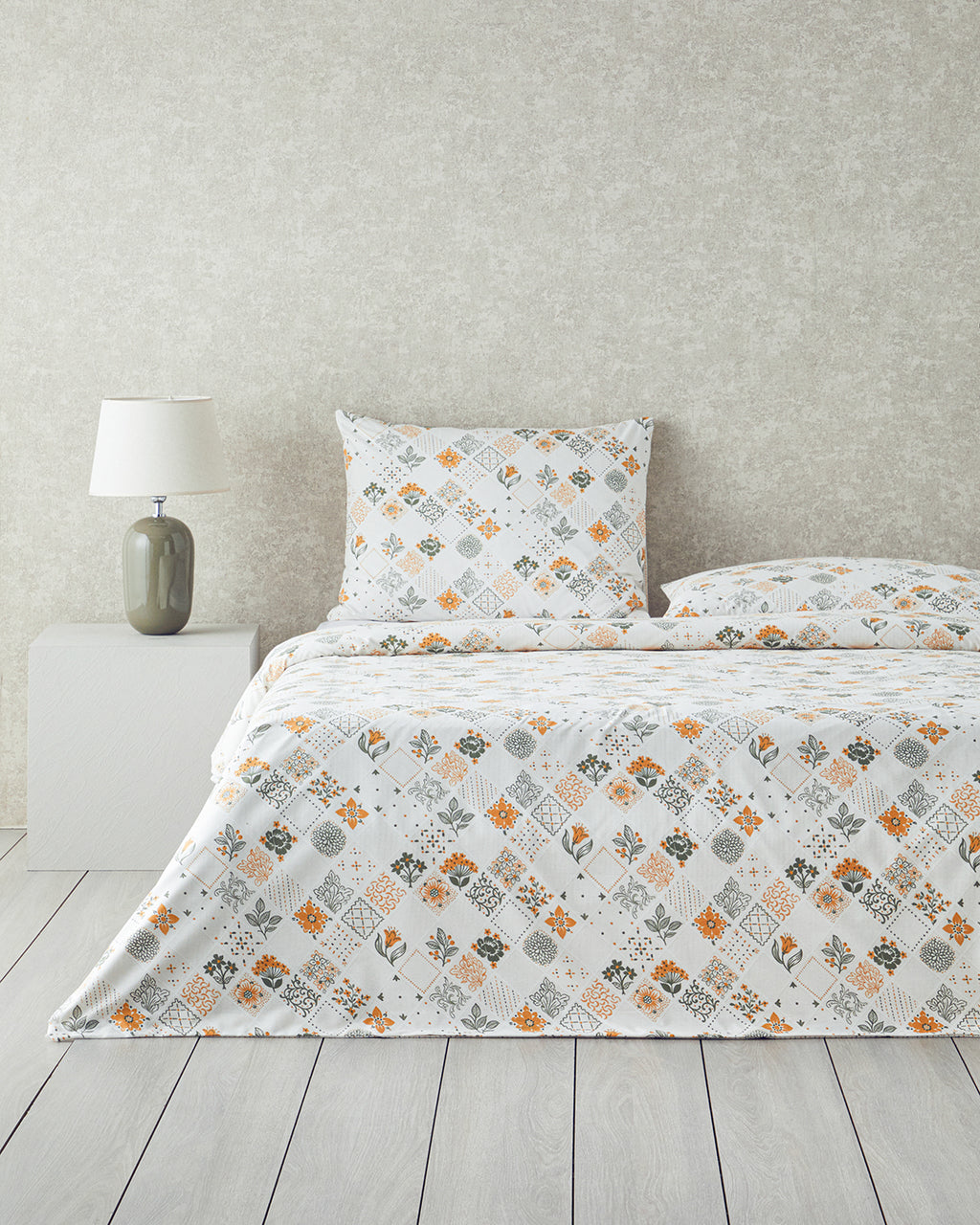 Cotton Duvet Cover Set Green - Yellow (view 6)