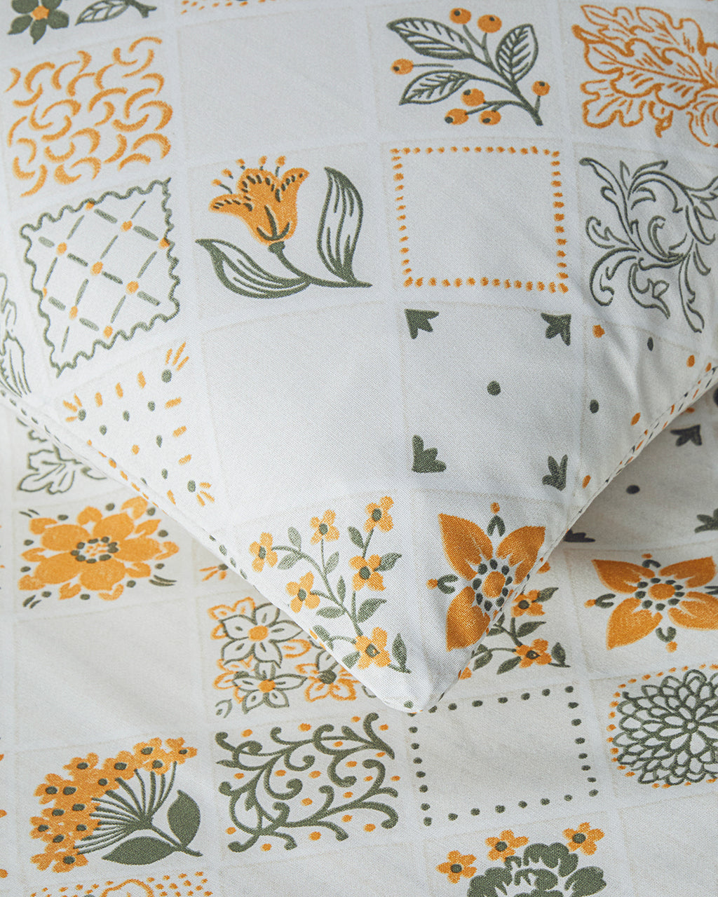 Cotton Duvet Cover Set Green - Yellow (view 9)