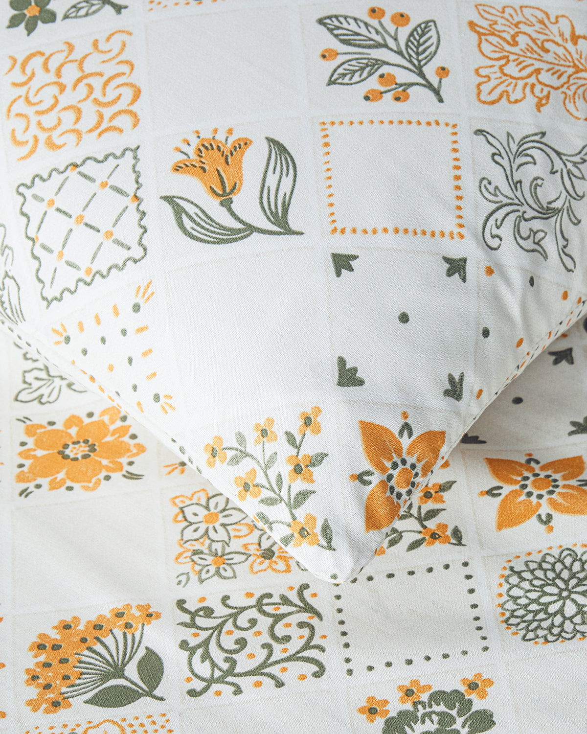 Cotton Duvet Cover Set Green - Yellow (view 14)