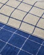 Plain Check Cotton Double Size Blanket 200x220 cm Navy Blue - Cream (view 3)