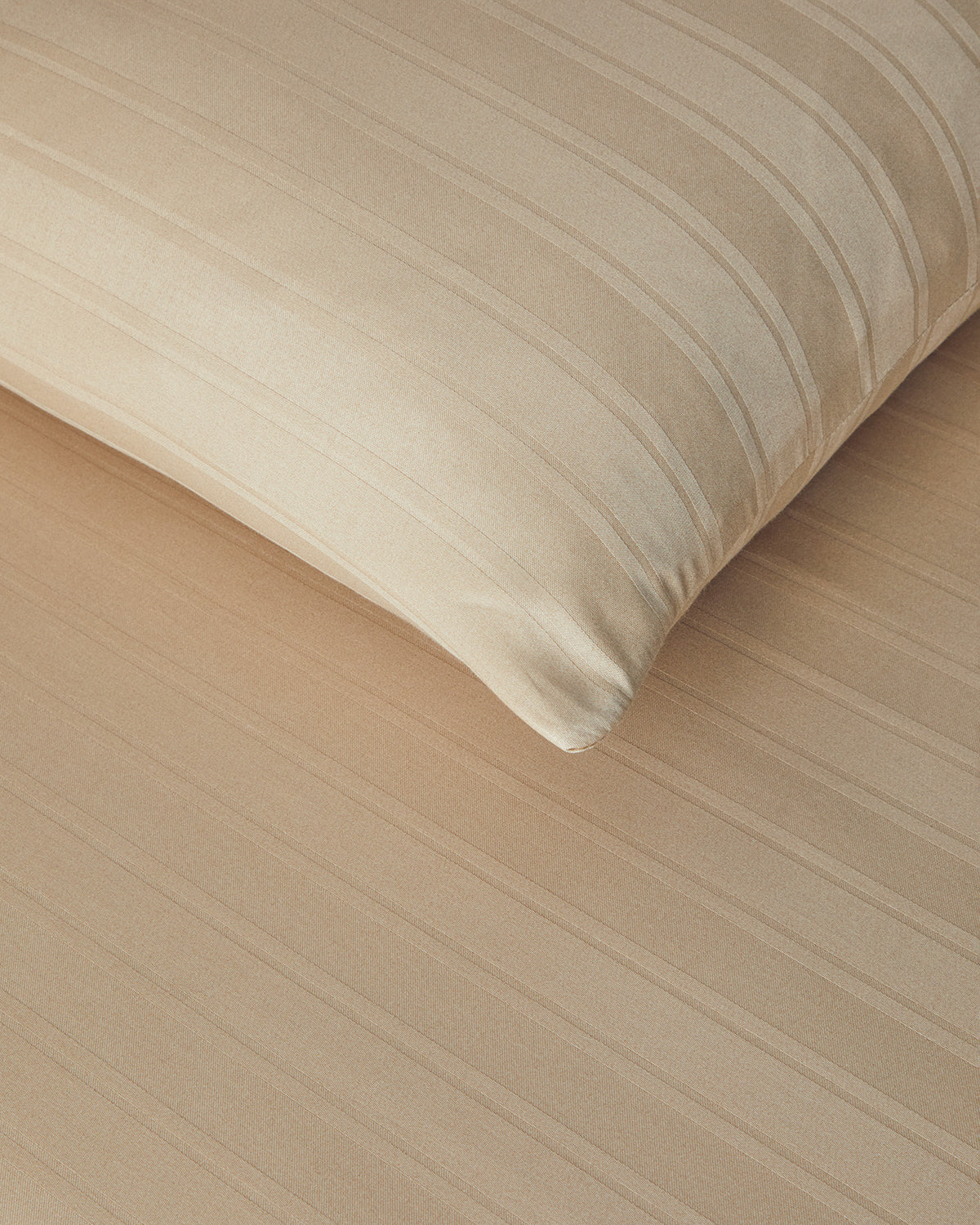 Lior Striped Cotton Satin Duvet Cover Set - Gold, Dark Damson & Green - Green - Double 200x220 cm (view 4)