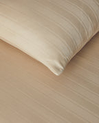 Lior Striped Cotton Satin Duvet Cover Set - Gold, Dark Damson & Green (view 10)
