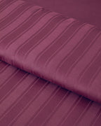 Lior Striped Cotton Satin Duvet Cover Set - Gold, Dark Damson & Green (view 15)