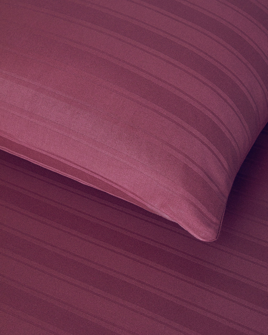 Lior Striped Cotton Satin Duvet Cover Set - Gold, Dark Damson & Green (view 16)