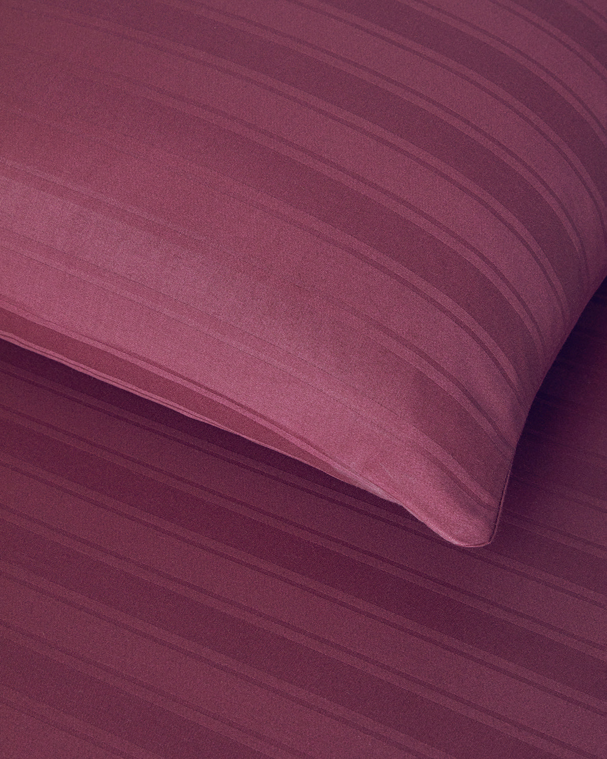 Lior Striped Cotton Satin Duvet Cover Set - Gold, Dark Damson & Green (view 16)