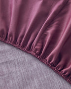 Lior Striped Cotton Satin Duvet Cover Set - Gold, Dark Damson & Green (view 18)