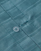 Lior Striped Cotton Satin Duvet Cover Set - Gold, Dark Damson & Green (view 23)
