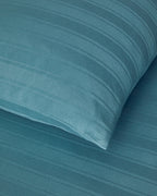 Lior Striped Cotton Satin Duvet Cover Set - Gold, Dark Damson & Green (view 28)