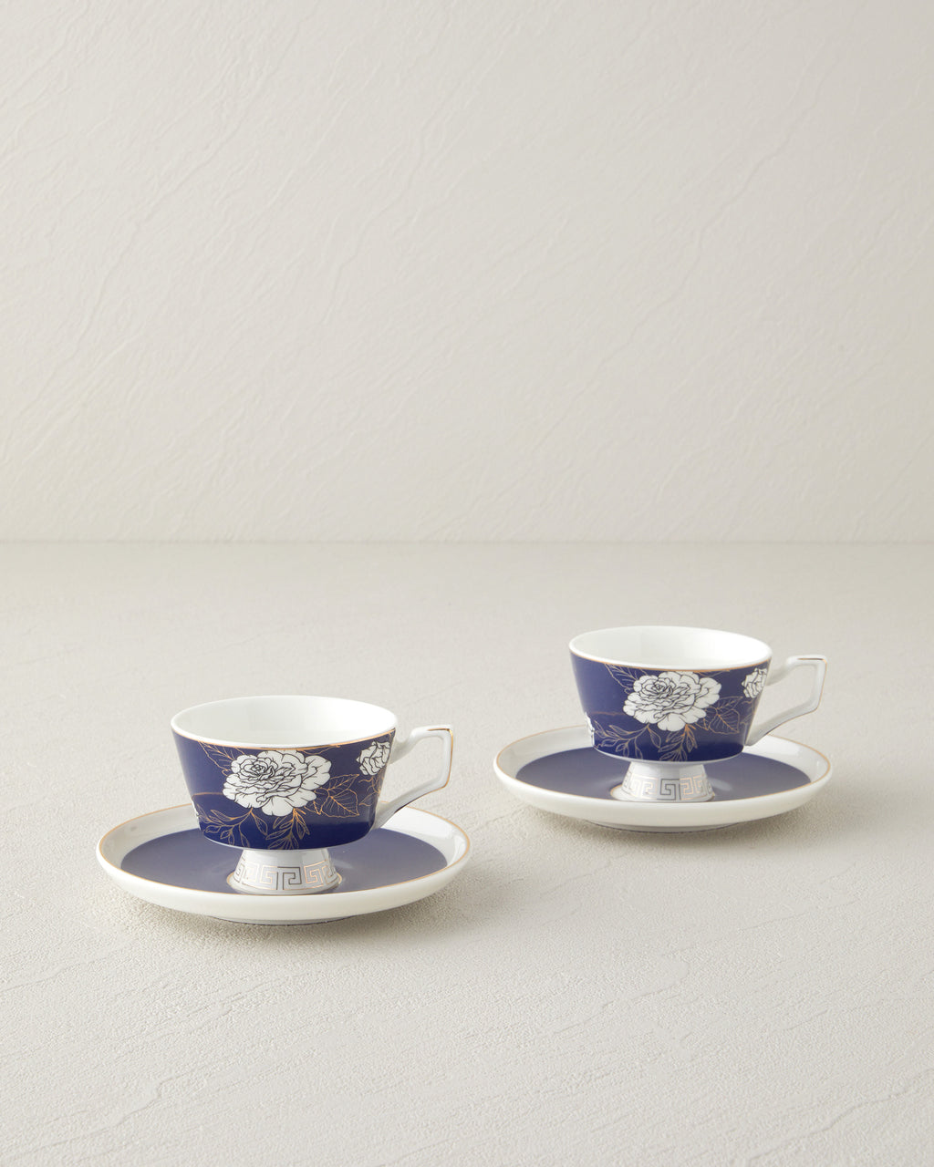 Evelina New Bone China 4 Pieces 2 Servings Coffee Cup Set 90 ml - Navy Blue
