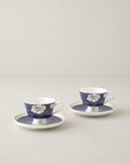 Evelina New Bone China 4 Pieces 2 Servings Coffee Cup Set 90 ml - Navy Blue