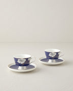 Evelina New Bone China 4 Pieces 2 Servings Coffee Cup Set 90 ml - Navy Blue