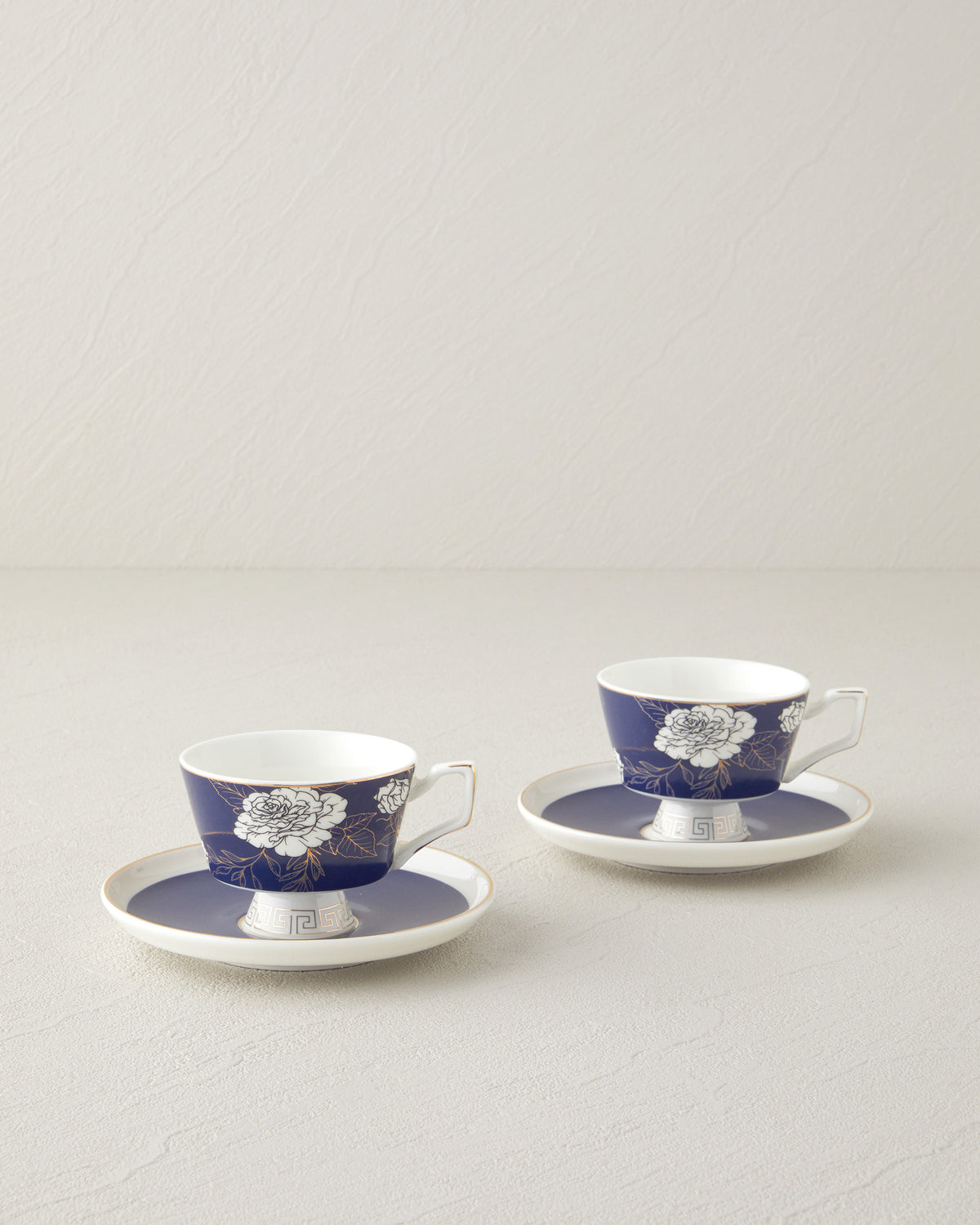 Evelina New Bone China 4 Pieces 2 Servings Coffee Cup Set 90 ml - Navy Blue