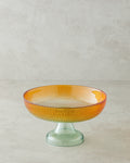 Arina Glass with Legs Bowl Green - Orange - 24 cm