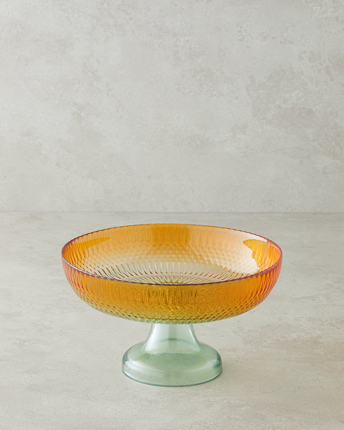 Arina Glass with Legs Bowl Green - Orange - 24 cm