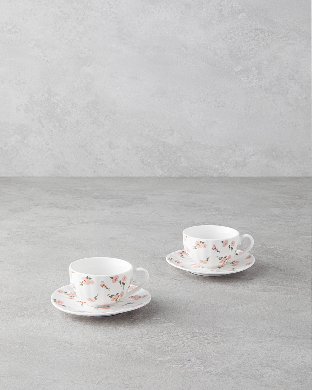 Cordelia New Bone China 4 Pieces 2 Servings Coffee Cup Set 90 ml White - Pink