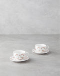 Cordelia New Bone China 4 Pieces 2 Servings Coffee Cup Set 90 ml White - Pink