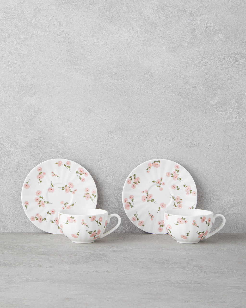 Cordelia New Bone China 4 Pieces 2 Servings Coffee Cup Set 90 ml White - Pink (view 2)