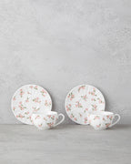 Cordelia New Bone China 4 Pieces 2 Servings Coffee Cup Set 90 ml White - Pink (view 2)